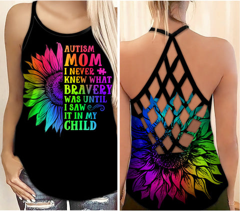 Sunflower Autism Awareness Criss Cross Tank Top Autism Mom Autism Awareness Shirts Autism Awareness Gift For Mom HT