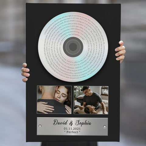 Custom Song Lyrics Vinyl Record Canvas Personalized Couple Gift HN