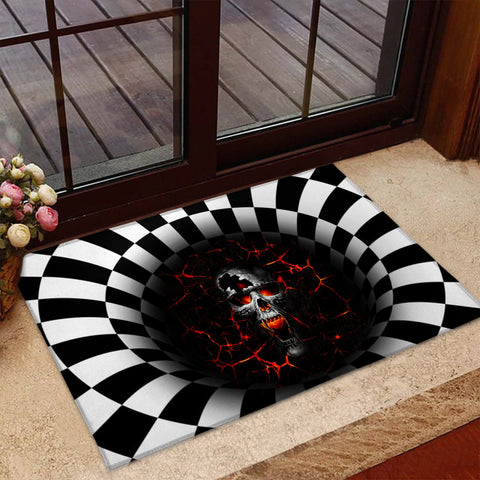 FIRE SKULL ILLUSION  DOORMAT