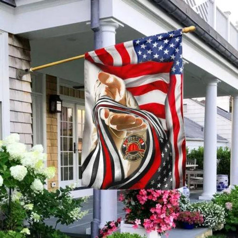 God And Firefighter America Flag