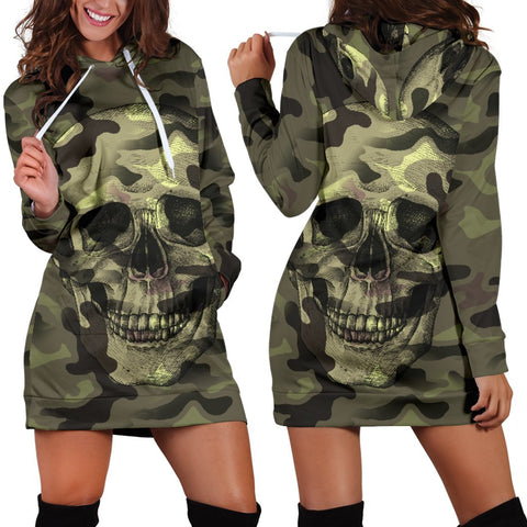 Camo Skull Hoodie Dress Camouflage with Skulls TL
