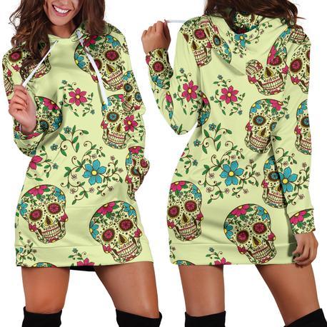 Flower Skull Hoodie Dress