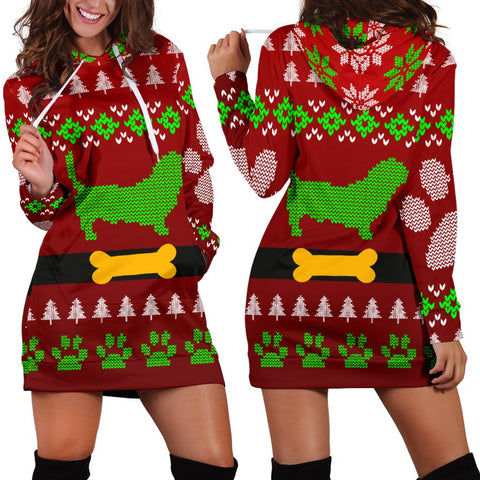 Dachshund Ugly Christmas Hoodie Dress TL