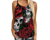 Rose and Skull criss-cross Tank top HA