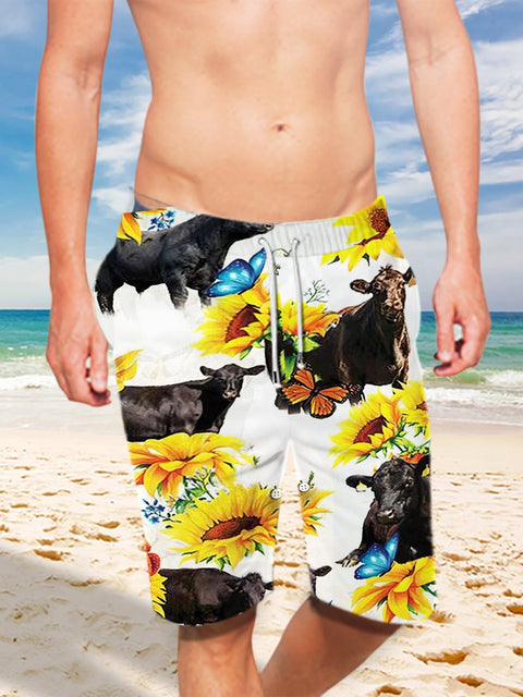 Black Angus Sunflowers Men Short BLACK ANGUS CATTLE LOVERS Men Short TTM