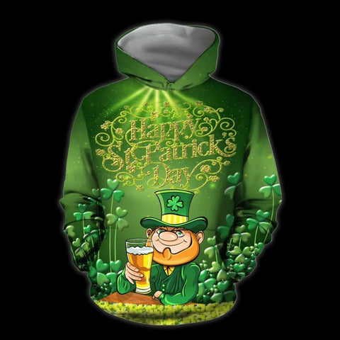 Happy St Patrick's Day Irish Leprechaun Beer Shamrock Hoodie St Patrick's Day Clothes HT