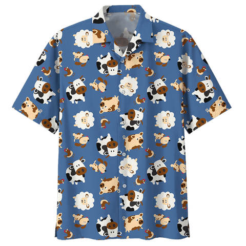 Cute Cow Hawaii Shirt Blue COW HAWAIIAN SHIRT 3