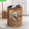 Elephant rattan teaxture laundry basket