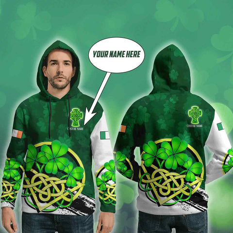 Irish Shamrock Custom Name Hoodie St Patrick's Day Clothes HT
