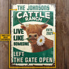 Personalized Highland Cattle Ranch Gate Open Customized Classic Metal Signs