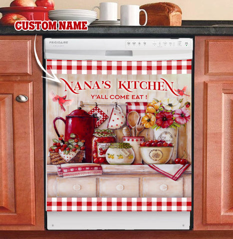 Nana's Kitchen Y'all Come Eat Dishwasher Cover Christmas Kitchen Decor Xmas Gift for Grandma HT
