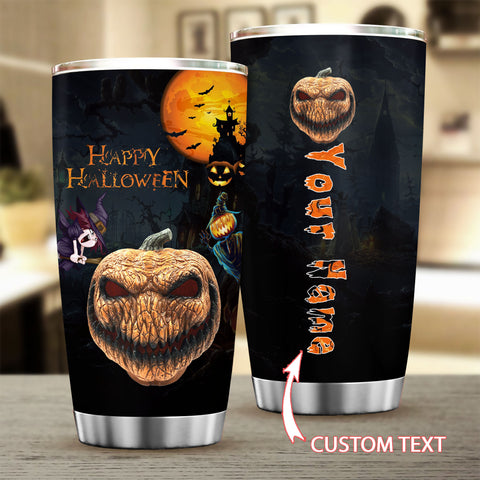 Scary Pumpkin Halloween Pumpkin Haunted House Custom Tumbler Halloween Gift HN