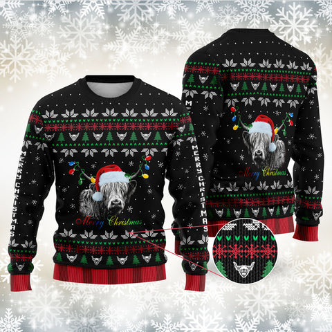 Merry Christmas Highland Cow Sweater Cow Ugly Christmas Sweater Christmas Gift for Cow Lovers HN