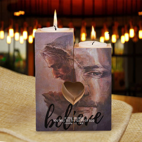 Believe Jesus Christ Candle Holder, Faith Candle Holder, Jesus Gifts, Christians Gifts HN