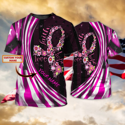 Breast Cancer - Personalized Name 3D Tshirt For Breast Cancer Awareness - HEZ98 05