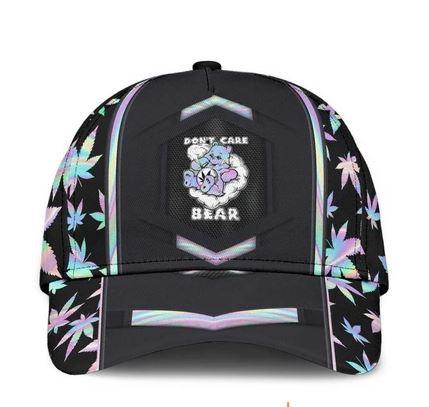 Gift For Pot Leaf Lover Don't Care Bear Hologram Classic Cap Gift , America Cap, Cap All Over Printed, Gift for Dad, Father's Day Gift