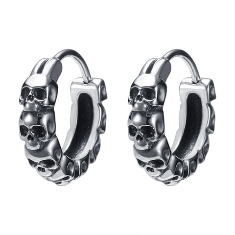 Round Earrings Stainless Steel Skull Earrings