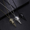 Novelty Stereo Crow Head Skull Pendant Necklace