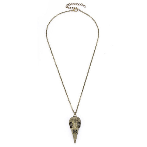 Novelty Stereo Crow Head Skull Pendant Necklace