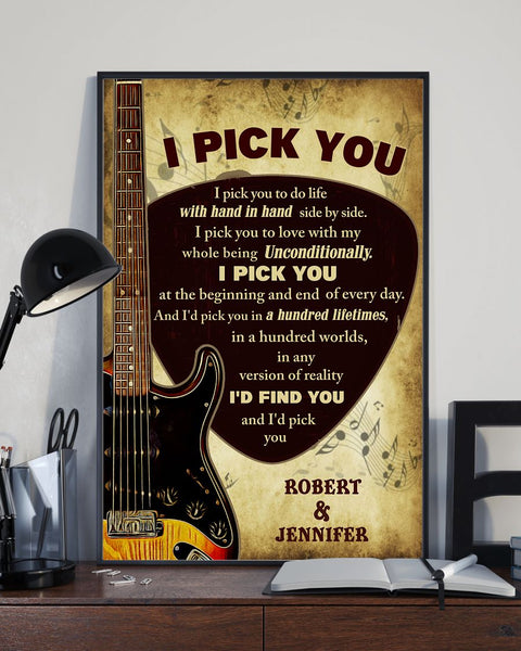 I Pick You Couple Gifts Customized Canvas QA