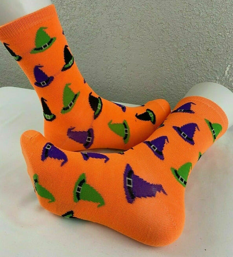 Halloween Socks Witch Hat Pattern Orange Socks Halloween Gifts
