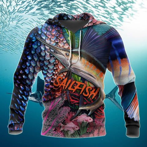 Sailfish Fishing on skin 3D all over shirts for men and women