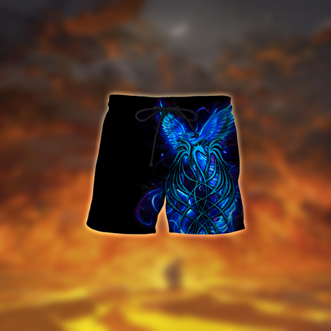 Men Phoenix Shorts Royal Blue Phoenix Tattoo 3D All Over Printed Short by SUN AM250502