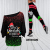 Santa’s favorite teacher Chirtmas gift Custom Off shoulder shirt & Leggings Set TTM