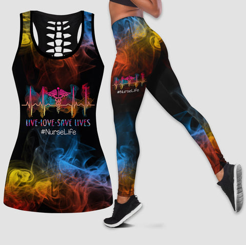 Nurse Life Live Love Save Lifes Tank Top Leggings Set VA