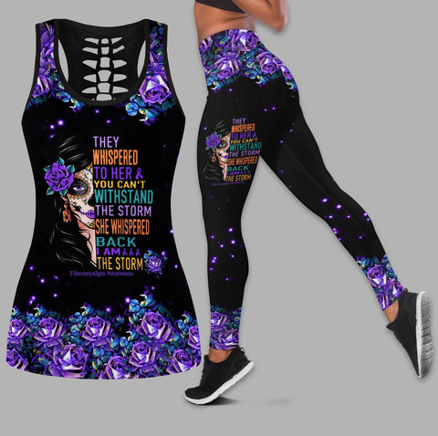 Fibromyalgia Awareness Tank Top Leggings Set VA