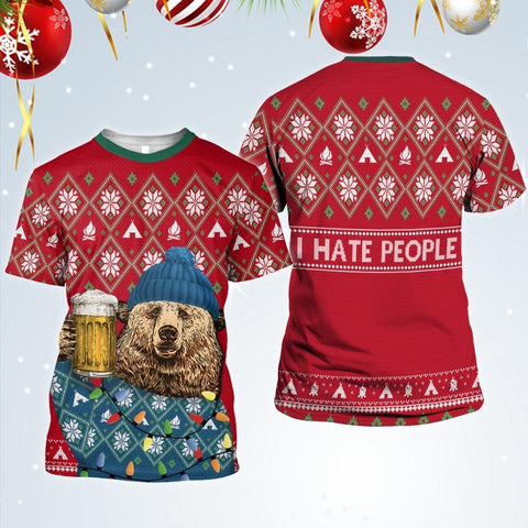 I Hate People Winter Bear Christmas Hoodie