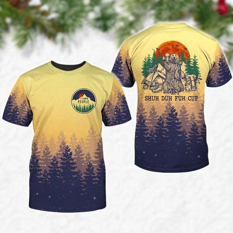 I Hate People Bear Sun Shuh Duh Fuh Cup Sunset 3D All Over Printed Camping Shirt