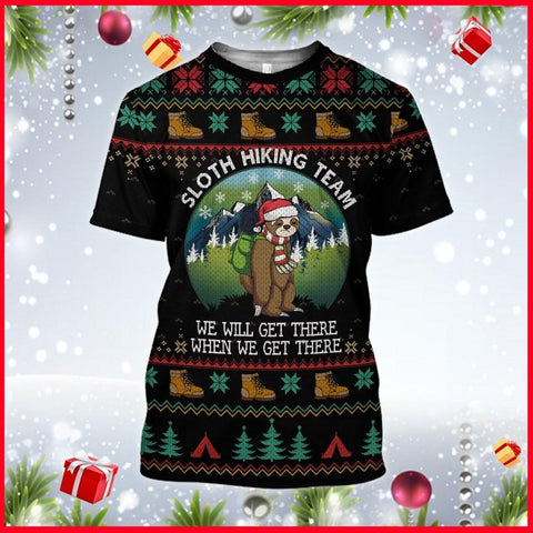 Sloth Hiking Team Christmas Hoodie