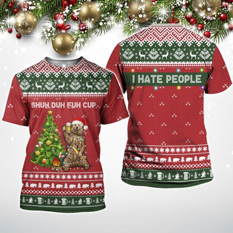 I Hate People Christmas Bear Hoodie