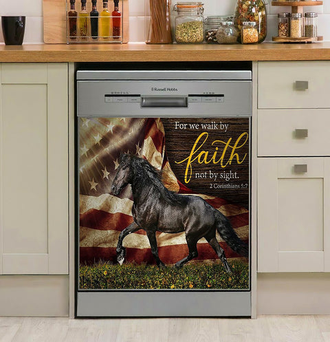 Horse For We Walk By Faith Not By Sight Decor Kitchen Dishwasher Cover