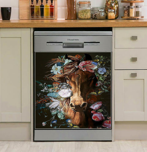 Horse Girl - Horse And Flowers Decor Kitchen Dishwasher Cover