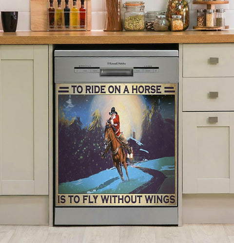 Santa Riding Horse Decor Kitchen Dishwasher Cover