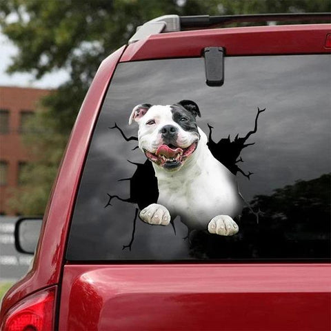 Pitbull Crack Car Sticker Dogs Lover Gift HT