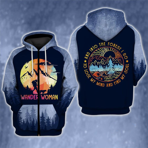 Dog And Wander Woman Camping 3D All Over Printed Shirt