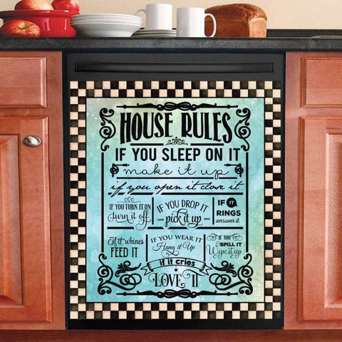 4 DACHSHUND DECOR KITCHEN DISHWASHER COVER HOUSE RULES DL