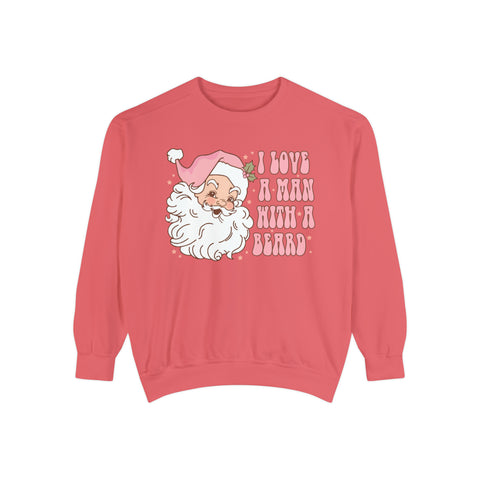Funny Santa Beard Sweatshirt, Retro Pink Santa Christmas Sweatshirt, Womens Christmas Sweatshirt, Holiday Sweater, Cute Christmas Sweatshirt N0121