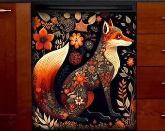 Wenzzi Beautiful Folk Fox Flowers Kitchen Decor Dishwasher Cover Farmhouse Decor Gift for Mom Housewarming Gifts Home Decorations ND