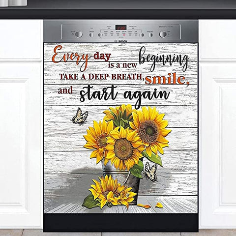 Sunflower Dishwasher Magnet Cover Farmhouse Front Dishwasher Cover Decoration Home Cabinet Decals Appliances Stickers Magnetic Sticker Decorative Mom's Gift