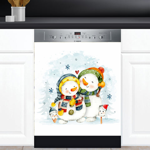 Christmas Happy Snowman Dishwasher Magnet Cover Kitchen Decoration Decals Appliances Stickers Magnetic Sticker ND