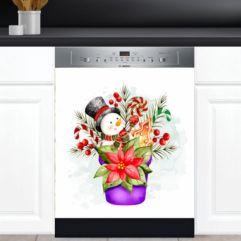 Christmas Snowman Dishwasher Magnet Cover Kitchen Decoration Decals Appliances Stickers Magnetic Sticker ND
