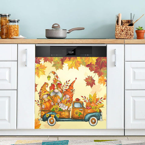Autumn Gnomes Fall Pumpkin Truck Dishwasher Magnet Cover Kitchen Decoration Decals Appliances Stickers Magnetic Sticker ND