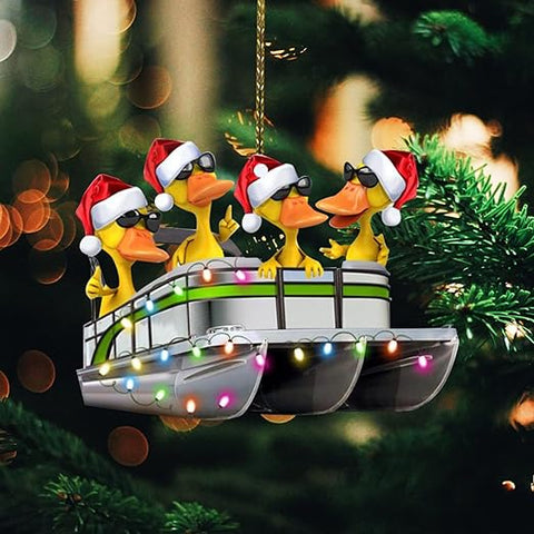 Funny Ducks Pontoon Ship Ornament for Pontoon Lovers Christmas Flat Ornament Christmas Xmas Tree Decoration Home Decor