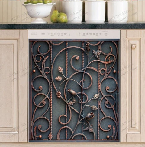 4 Beautiful Forged Iron Flower Pattern Dishwasher Cover DL