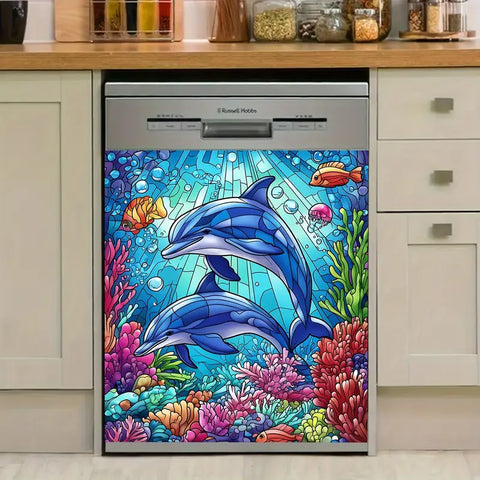 Dolphin Undersea World Magnetic Decor Dishwasher Cover DL