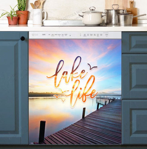 Lake Life Dishwasher Magnet Cover Kitchen Decoration Decals Appliances Stickers Magnetic Sticker ND